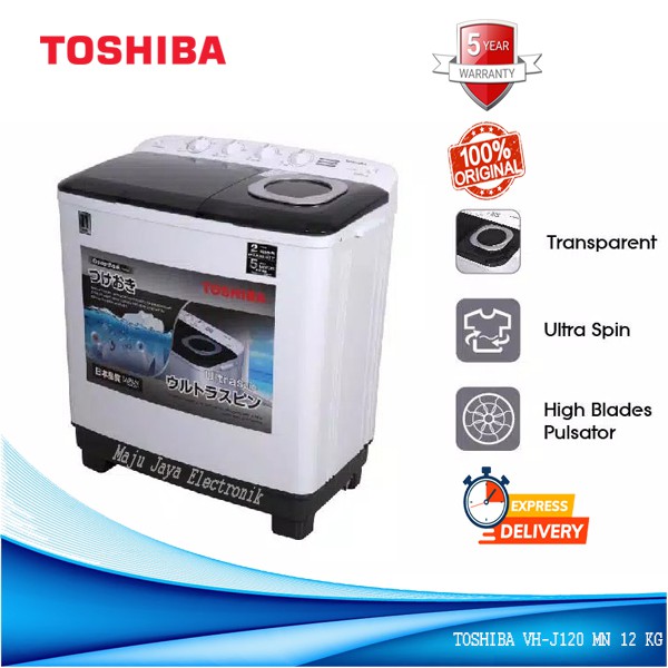 Mesin Cuci 2 Tabung Toshiba VH-J120 MN 12 KG Jumbo Cuci dan Pengering