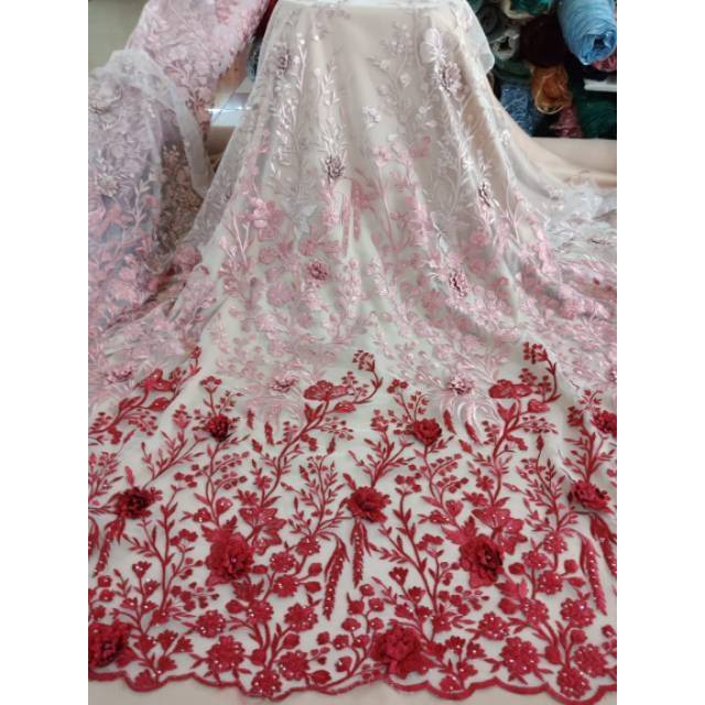 Bahan Kain Tile 3D Full Payet Coco Buat Baju Pesta