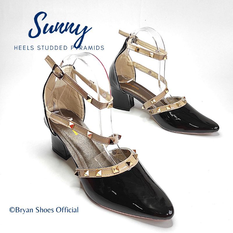 Bryan Sunny Heels Tahu 5cm Rockstude Glossy Pesta Bigsize Jumbo 36-40 41 43 Wedding Berkualitas