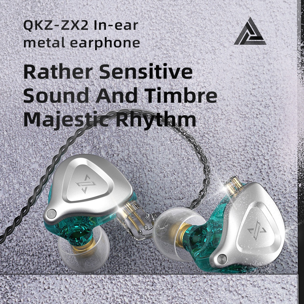 Qkz Zx2 Earphone In Ear Hifi 1ddd Dynamic Heavy Bass Bahan Metal Dengan Mic
