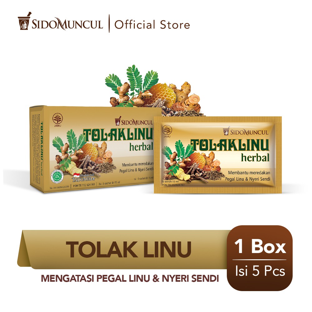 	 Tolak Linu Cair Dus 5's Herbal Alami - Pegal Linu Nyeri Sendi	