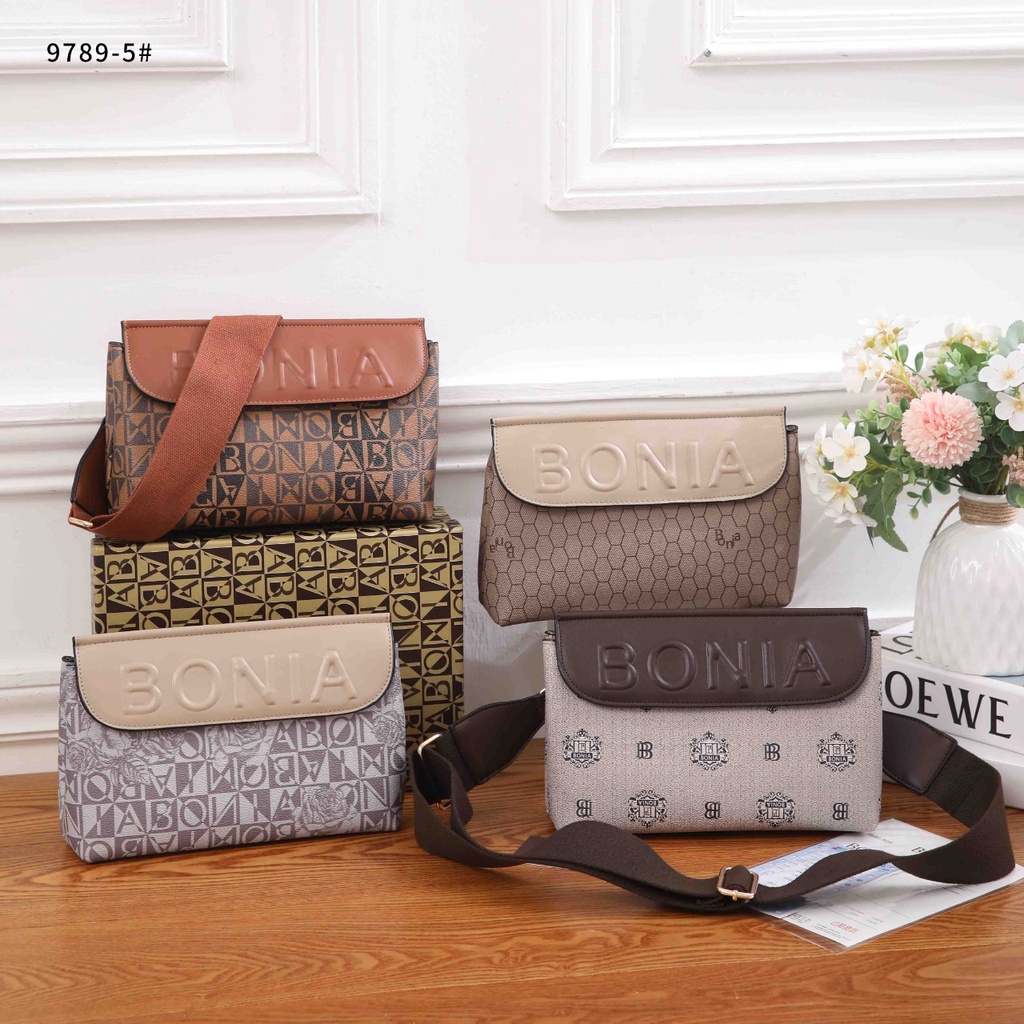 TAS WANITA BATAM IMPORT BONIA MONOGRAM SLING BAG 9789-5 KWALITAS SEMI PREMIUM