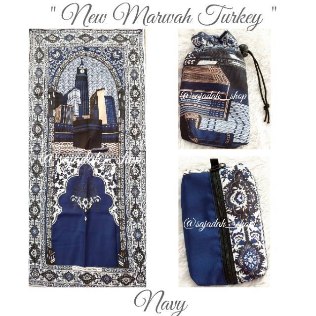 Sajadah Motif New Marwah Turkey Warna Navy Serut 