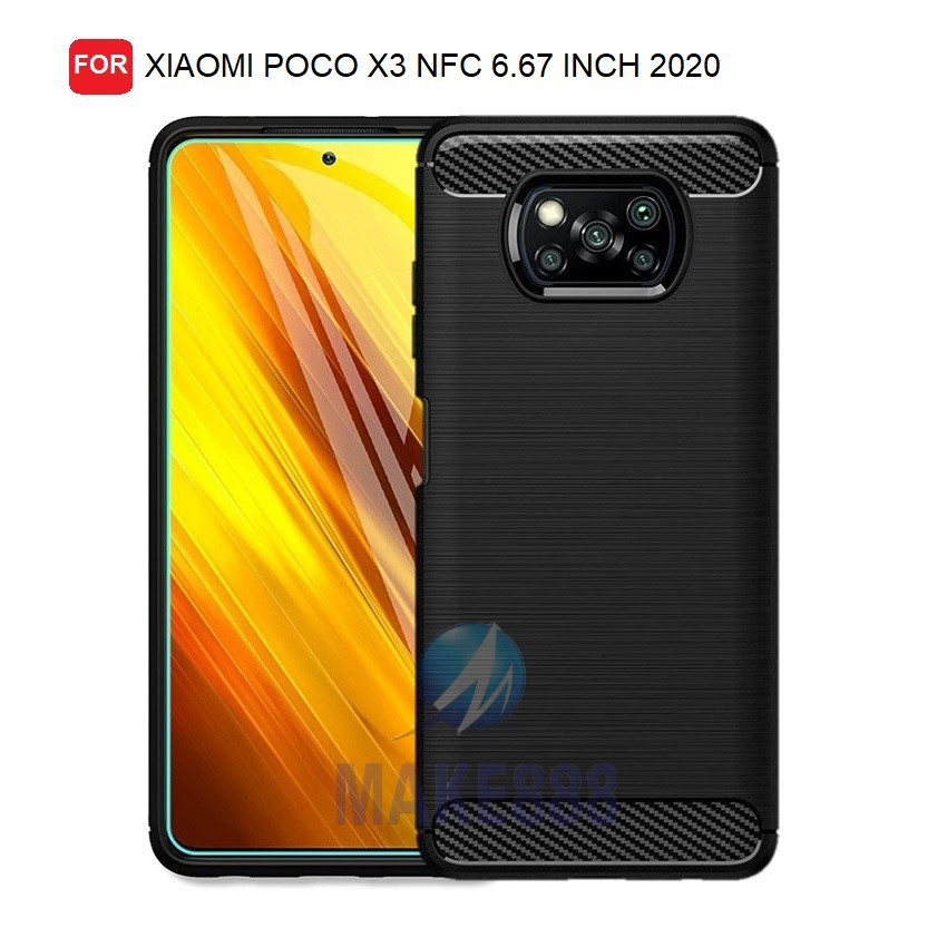 POCO F3 X3 M3 NFC PRO Silikon Softcase IPAKY Carbon Fiber Shockproof TPU Rugged Armor