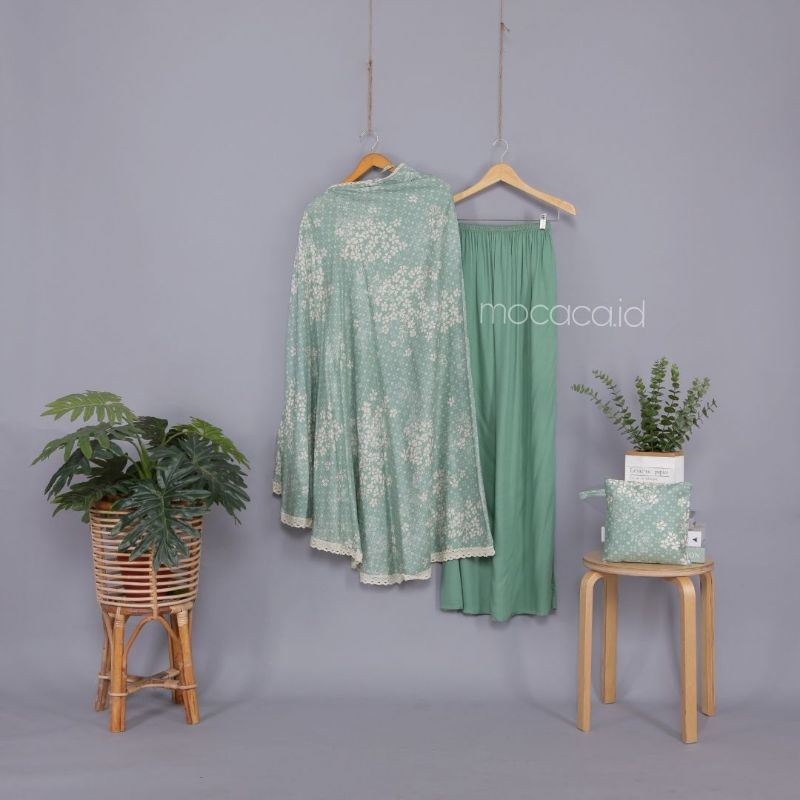 mukena rayon uniqlo premium jumbo 2 in 1 sleting depan motif painting unik