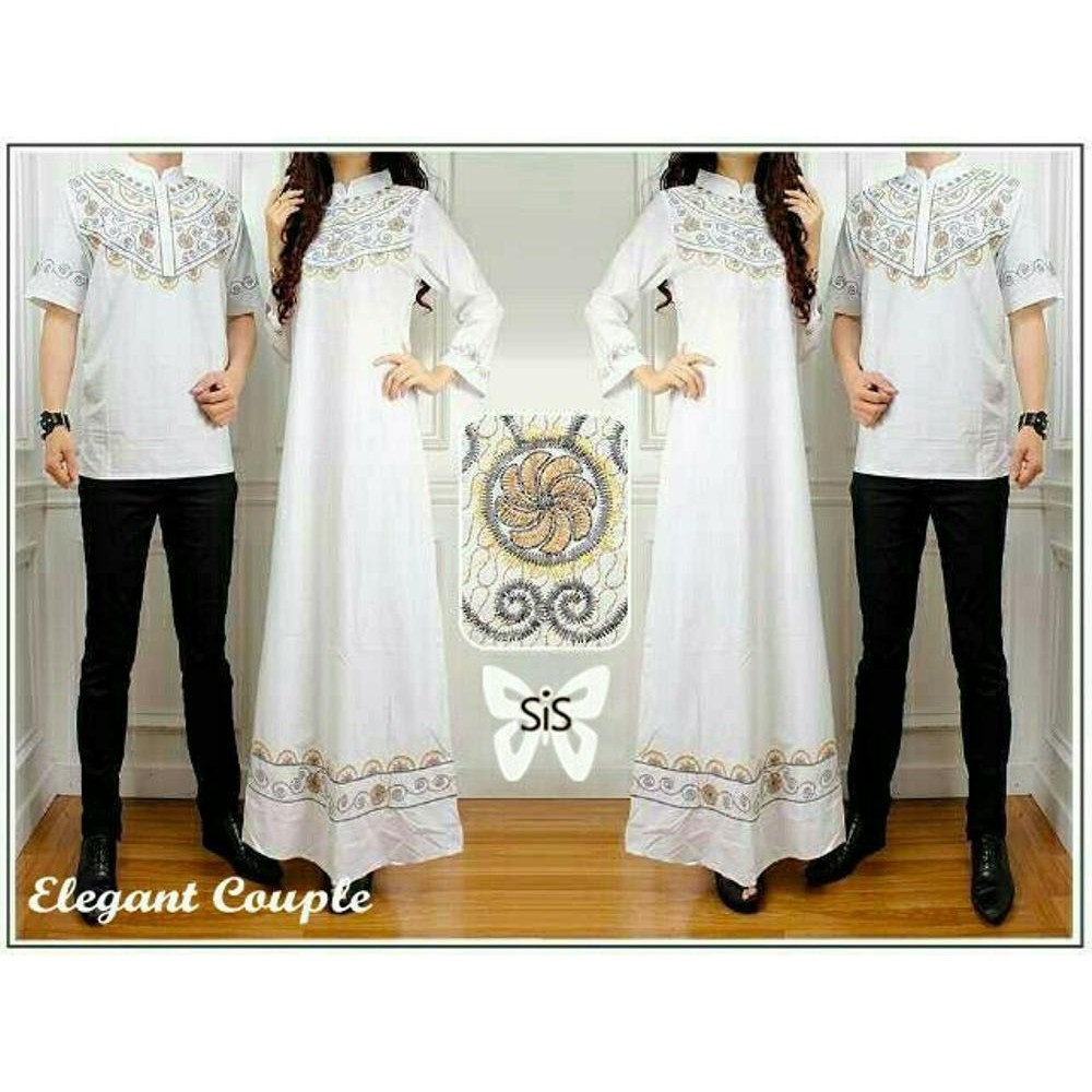 sarimbit elegan couple putih busana muslim couple busana muslim pasangan cowok cewek batik pasangan