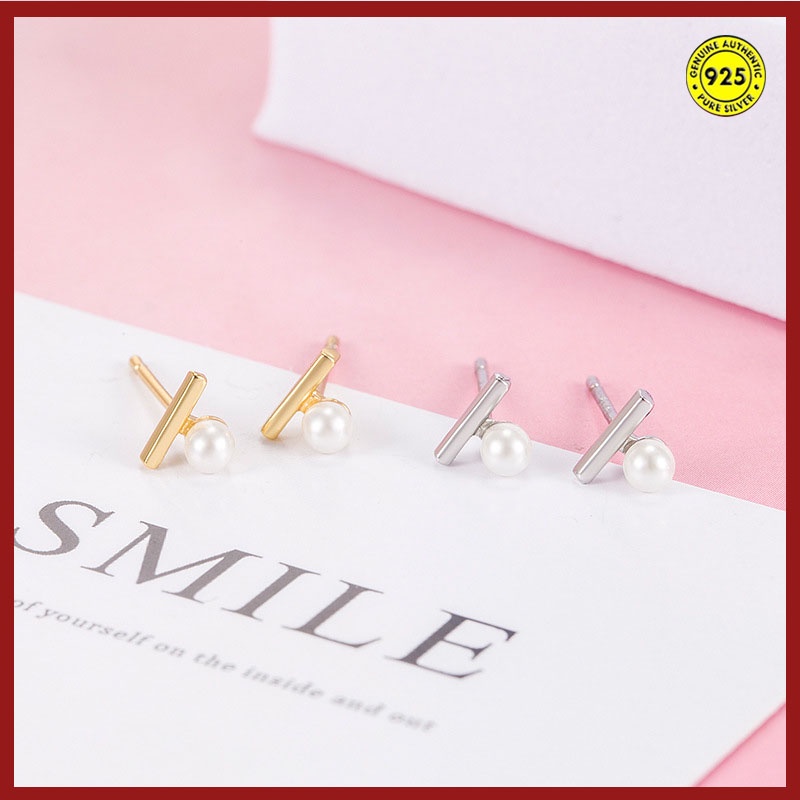 Anting Tusuk Silver S925 Anti Air Hias Mutiara Untuk Wanita