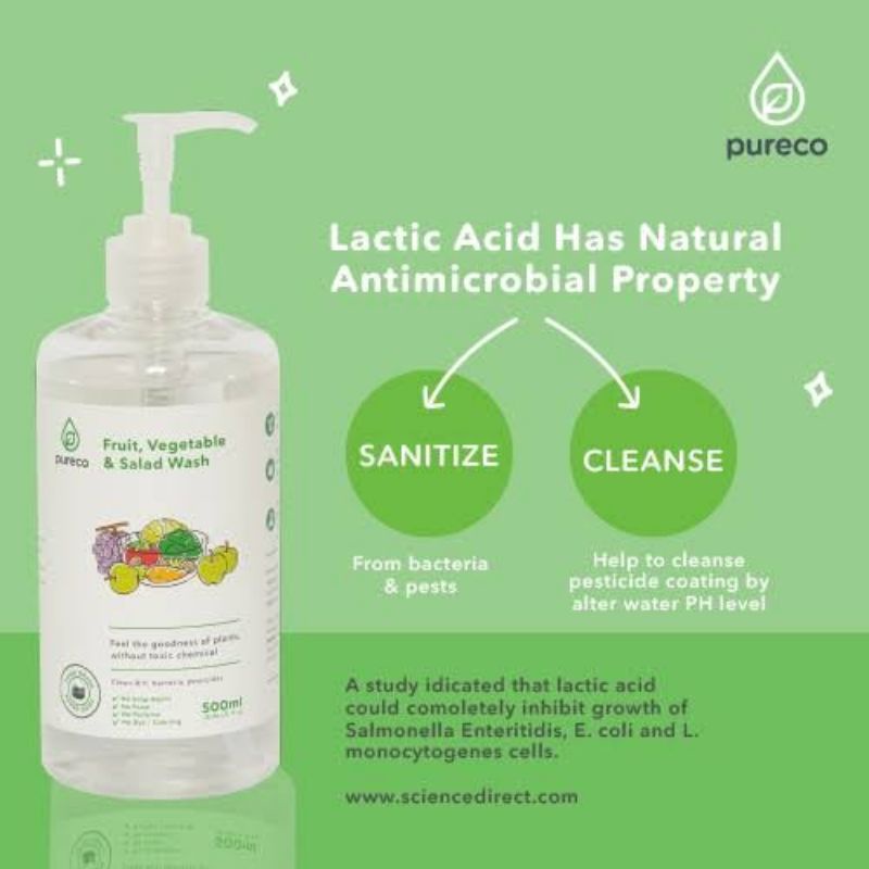 Pureco Liquid Dish &amp; Bottle Soap 500ml Pump - Pureco Sabun Cuci Botol Bayi - Sabun Pembersih Botol &amp; Peralatan Baby