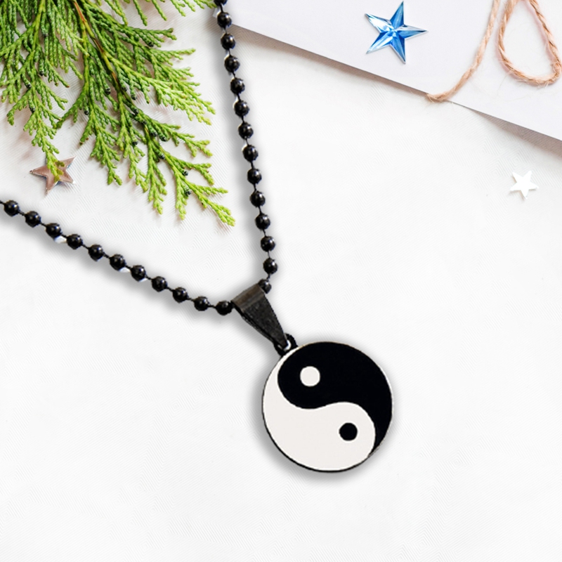 1pc Kalung Liontin Puzzle Ying Yang Bahan Stainless Steel Untuk Hadiah Valentine