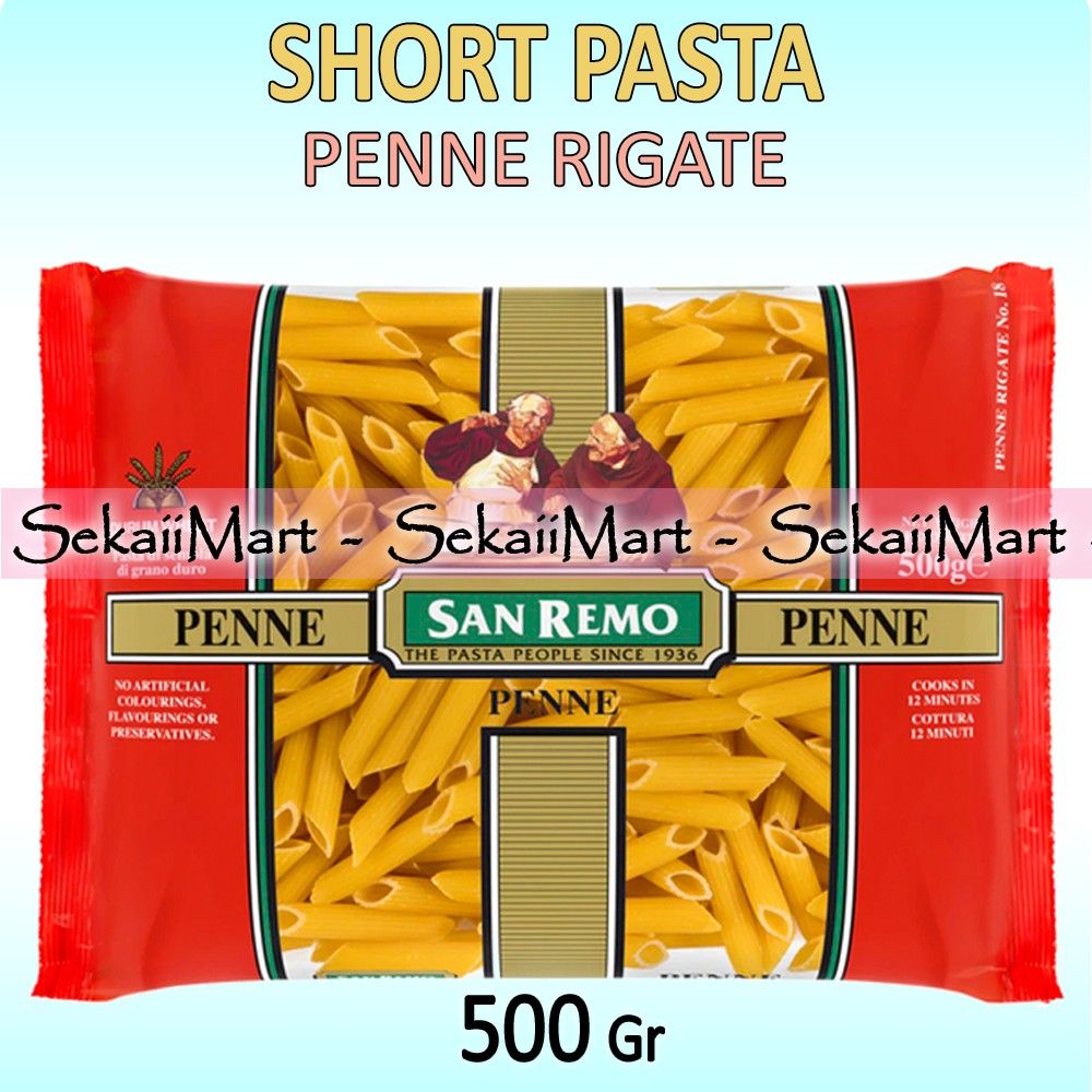 

SAN REMO Penne no 18 Pasta 500gr - SANREMO Pene Rigani Pasta Model Pipa Tajam 500 Gr