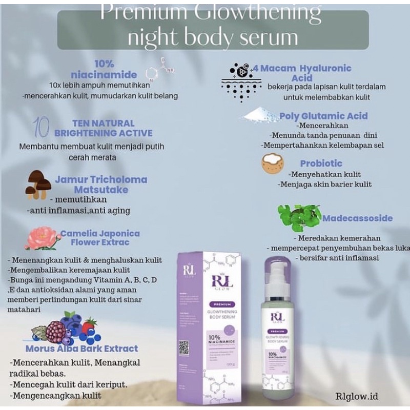 RL GLOW PREMIUM GLOWTHENING NIGHT BODY SERUM + FREE MINI GOLD
