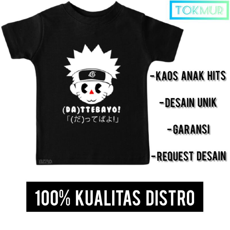 KAOS DISTRO ANAK TANGGUNG KARTUN ANIME UZUMAKI NARUTO DATTEBAYO KECIL LAKI LAKI MURAH BERKUALITAS