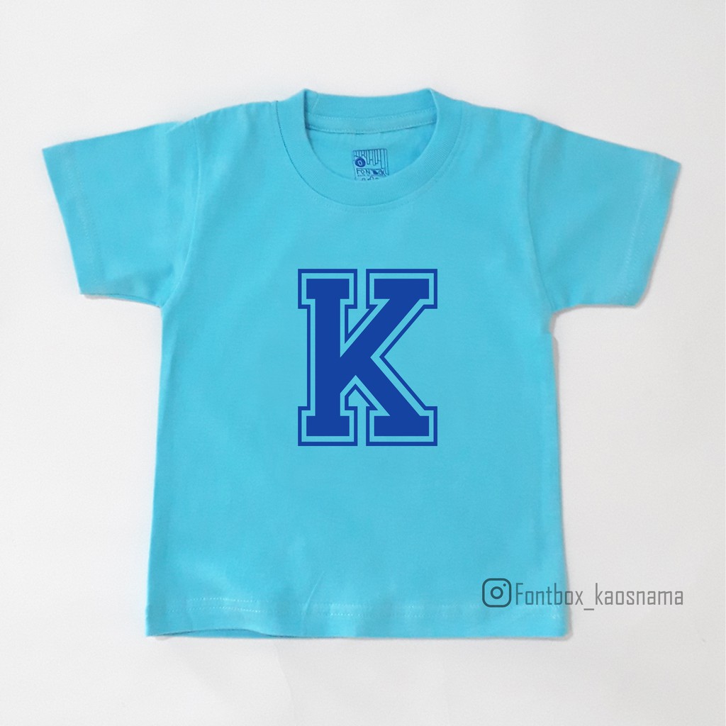 Kaos anak huruf K - Kaos anak inisial nama - Baju anak cetak huruf
