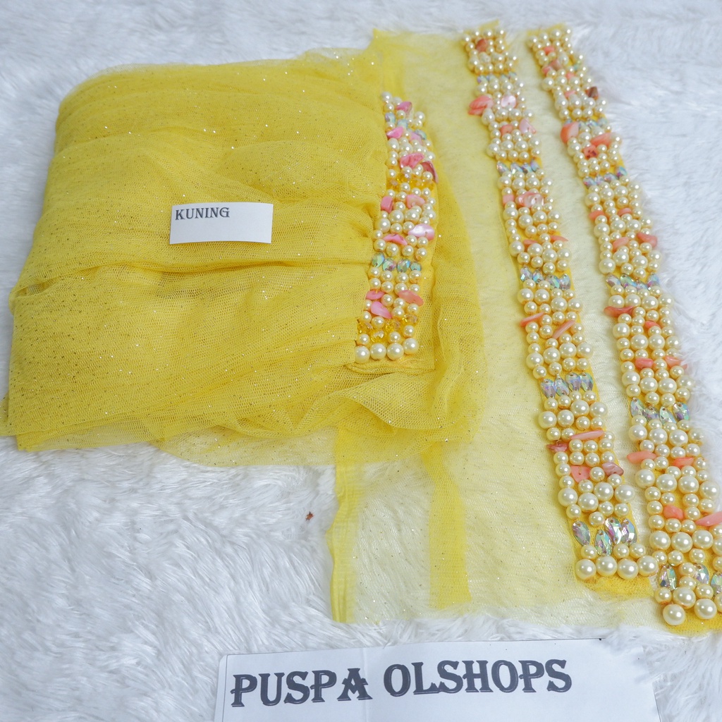 Set Veil Mutiara Susun Slayer Mutiara Susun peach-kuning