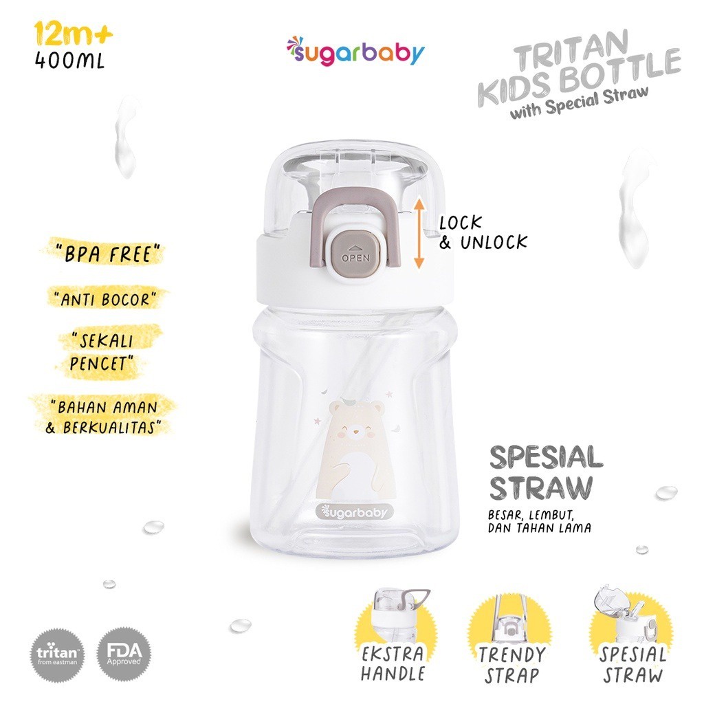 [READY BANDUNG] NEW Sugarbaby TRITAN KID BOTTLE Tritan Kid Bottle with Special Straw BOTOL MINUM ANAK SUGARBABY BOTOL