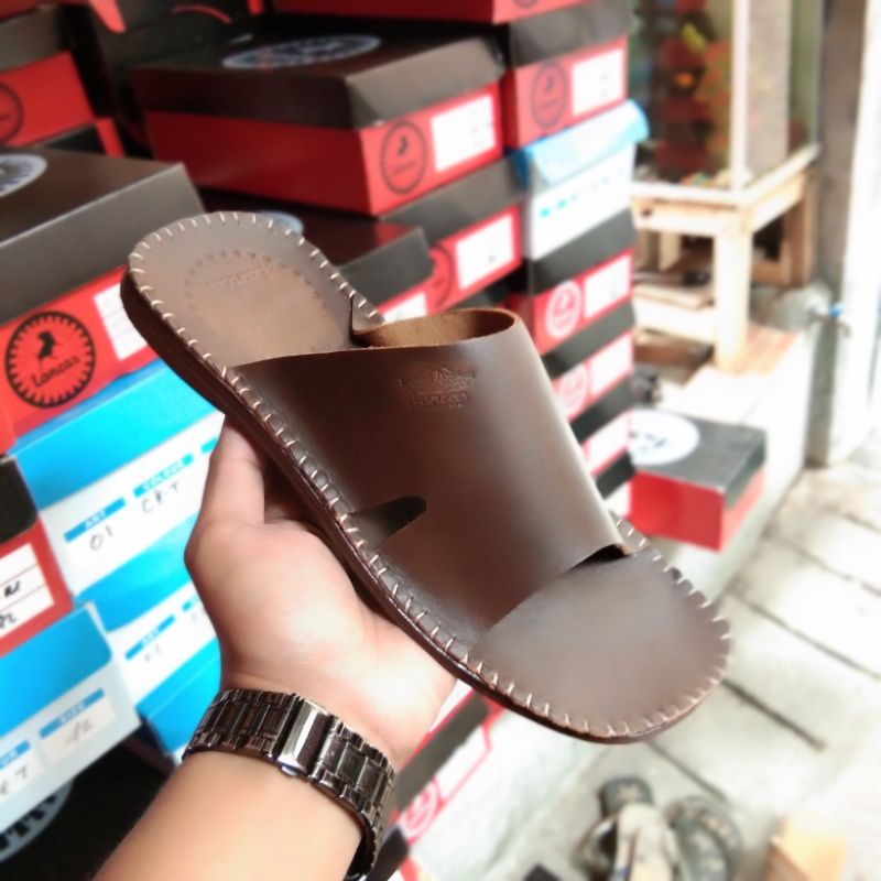 Sandal Slop Pria Kulit Lancas Terbaru