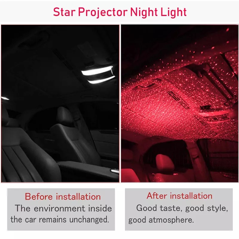 Lampu Laser Proyektor Led USB Bintang star Dekorasi Plafon mobil Kamar