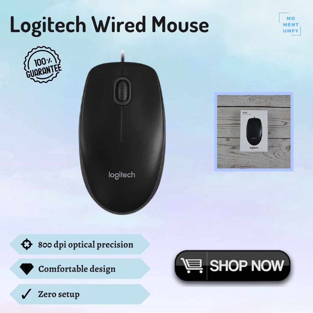 Mouse Mous Mause Komputer Laptop PC Kantor Wired Kabel USB Logitech Murah Bagus