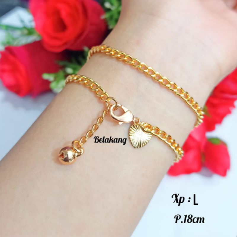 gelang tangan wanita rantai pipih perhiasan wanita gold