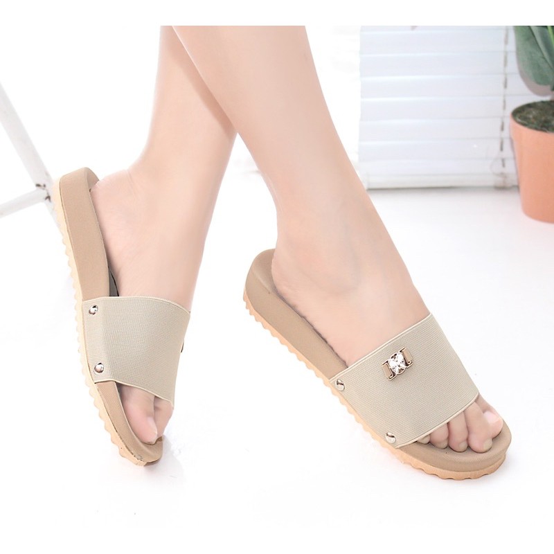 SANDAL SLOP WANITA FLAT TEPLEK TERBARU KEKINIAN SENDAL SELOP PEREMPUAN SLIP CEWEK SLIDE IBU PESTA KONDANGAN TAVANO JL-63-3