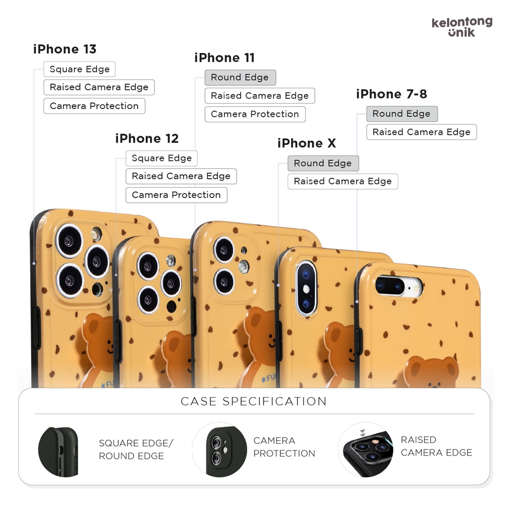 For iPhone - Funny Bear Glossy Soft Case + Griptok