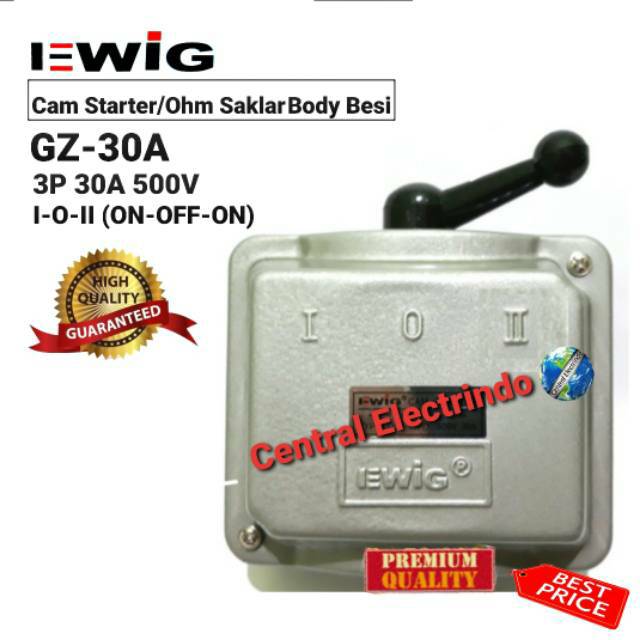 Cam Starter/Ohm Saklar EWIG GZ-30A (6600Watt) 3P I-0-II (ON-OFF-ON).