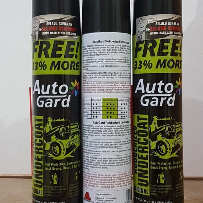 Autogard Premium Undercoat Rubberized Flinkote Anti Karat Hitam Original 480gr