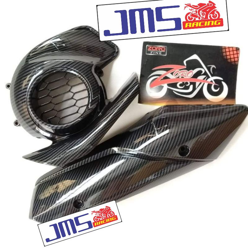 paketan cover tutup carbon knalpot kipas Speedo plus visor batok mio3 Mio z125 zoro