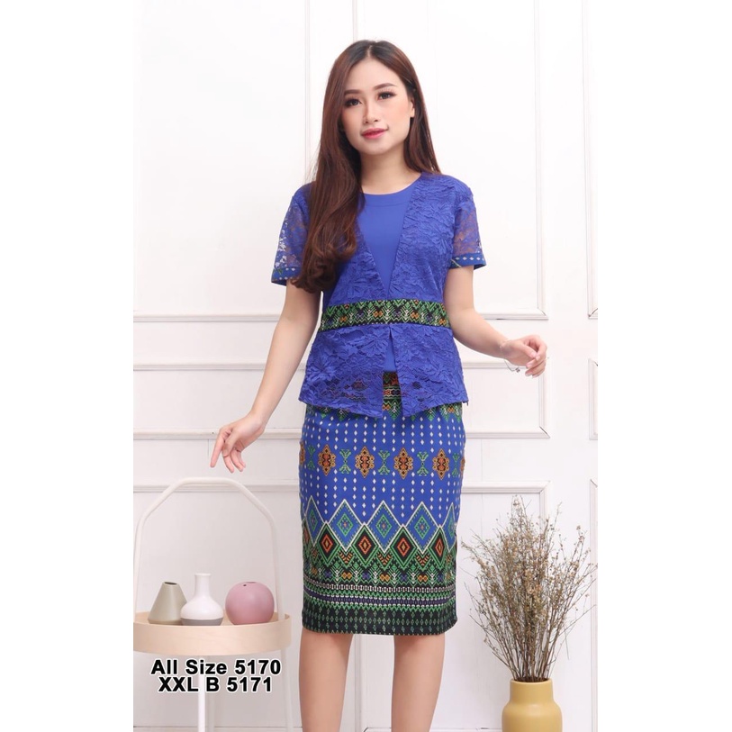 Stelan Amalya kombinasi scuba, bahan brokat