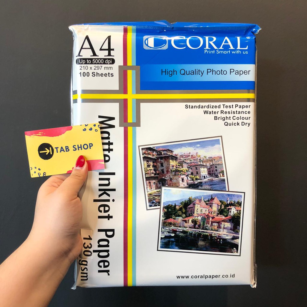

TAB SHOP - CORAL MATTE INKJET PAPER 130 GSM 100 SHEETS - CORAL KERTAS MATTE INKJET 130 GSM 100 SHEETS