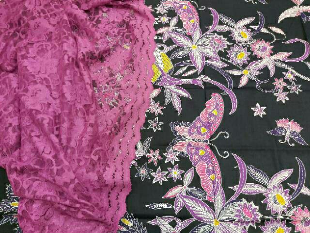Kain Batik Solo Motif Burung Merak Nangkring Warna Ungu