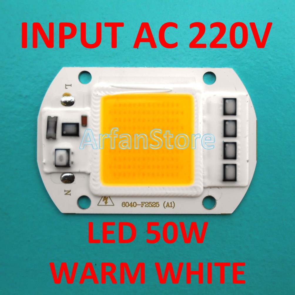 Input AC 220V LED 50W Warm White HPL Kuning Tanpa Driver Versi Ekonomi