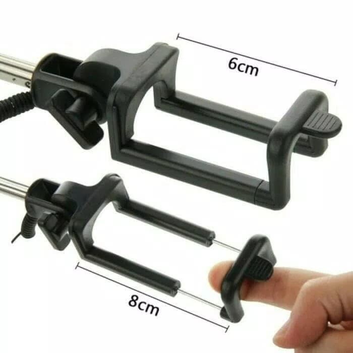 TONGSIS FULL BLACK KABEL SELFIE STICK MONOPOD TOMBOL SELFIE STICK HOLDER LIPAT TONGSIS HITAM