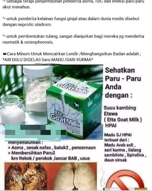 Susu Kambing Etawa Etta Goat Milk Hni Hpai Egm Hni Hpai Shopee Indonesia
