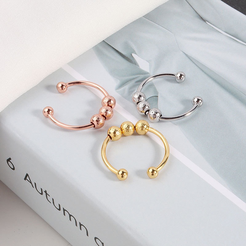 Korea Fashion Manik Cincin Emas Cincin Terbuka Dapat Disesuaikan Sederhana Buram Aksesoris Wanita Perhiasan Elegan