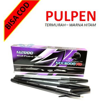 1 BOX PULPEN HITAM TERMURAH / BALLPOINT M-2000 / MX2000ND