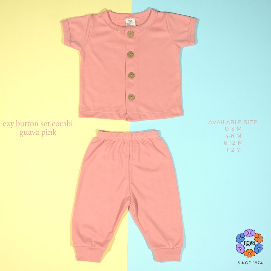 Nova Baby Ezy Button Set Combi Setelan Pendek Celana Panjang Kancing Tengah Anak Unisex