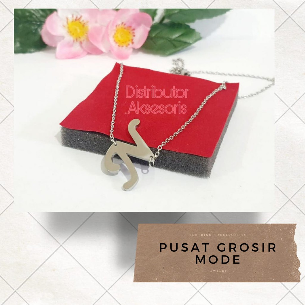 READY STOCK Kalung Huruf Inisial Titanium ANTI KARAT SELAMANYA GOLD SILVER PGM KT163