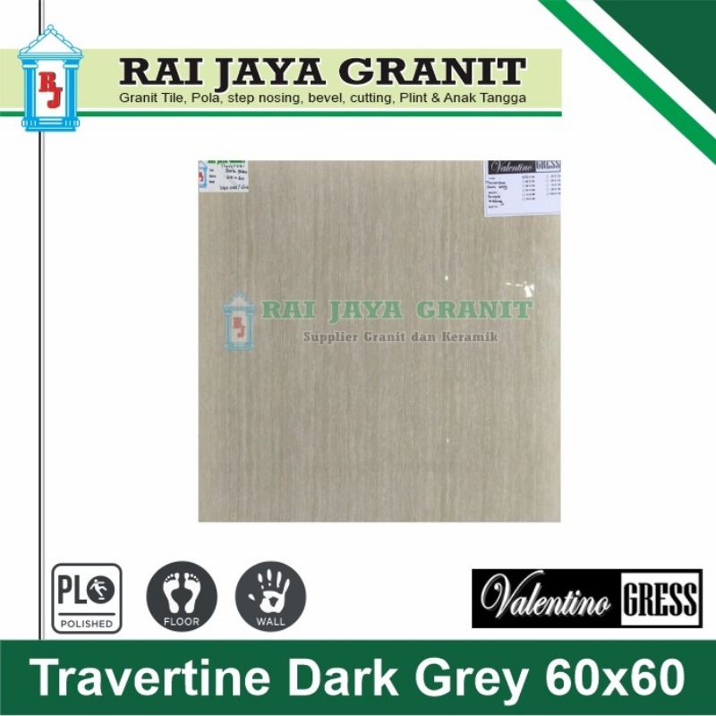 Granit lantai 60x60 Travertine dark grey valentino gress