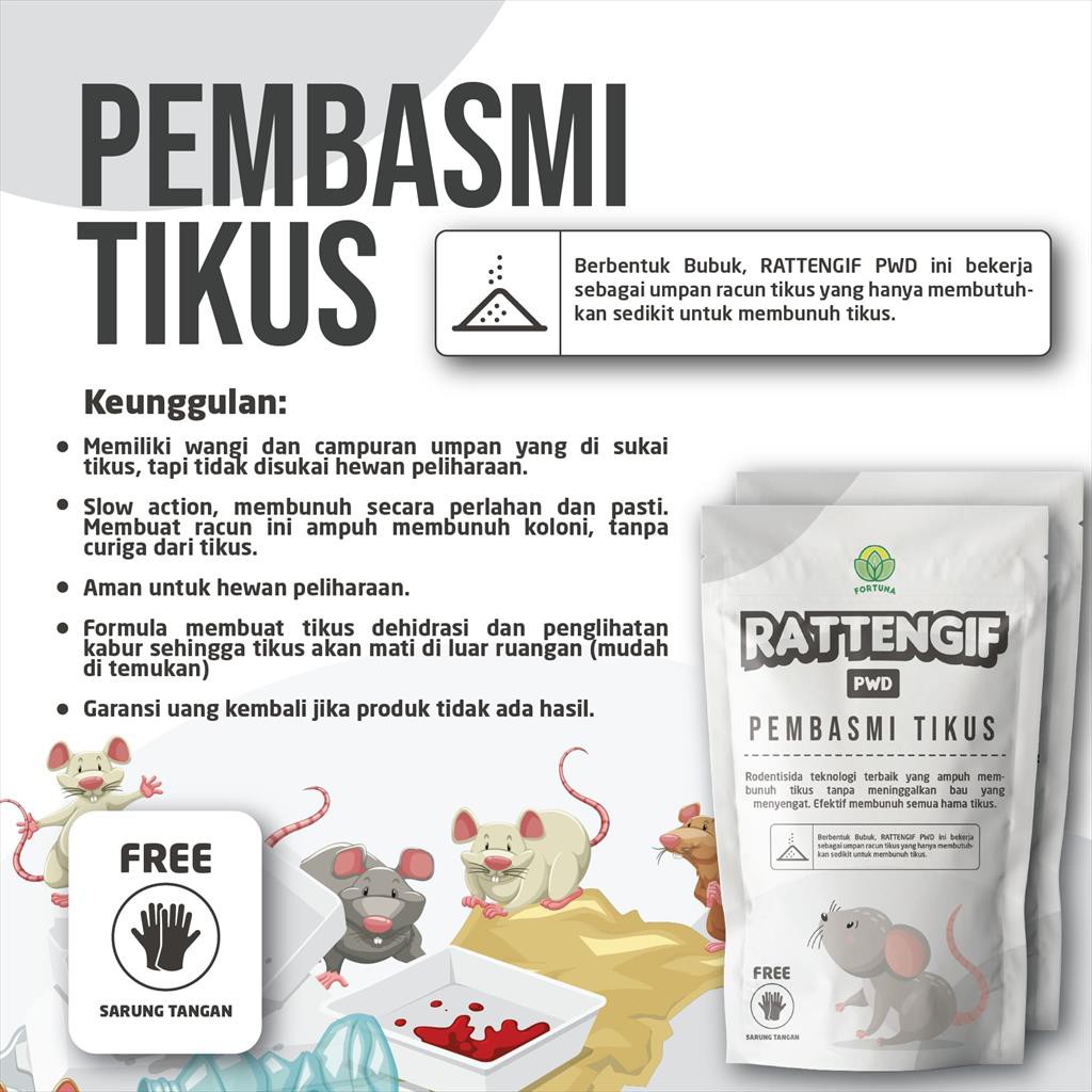 Racun Tikus RATTENGIF PWD 100 gr obat pembasmi tikus