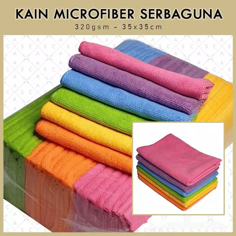 Kain Lap Microfiber Cleaning Cloth Towel Serbet Pembersih Serbaguna Murah 35 Cm x 35 Cm