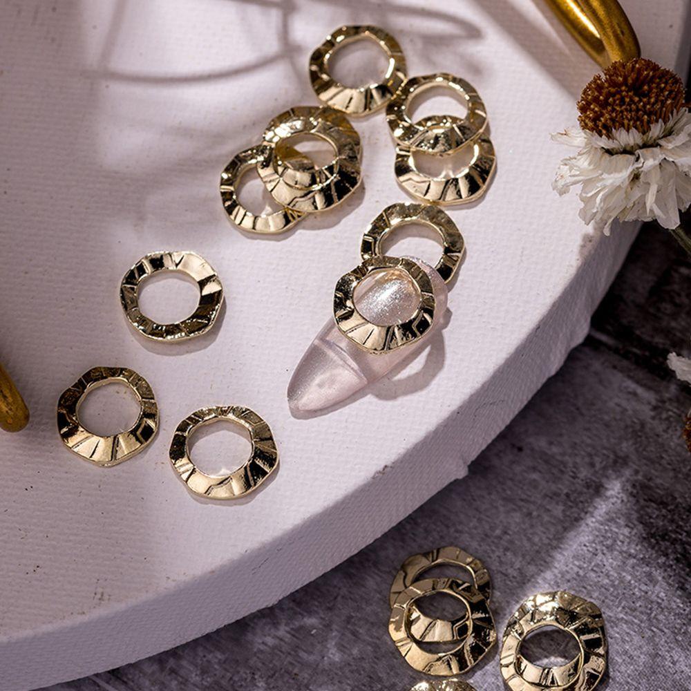 AUGUSTINA Agustina Rivet Aksesoris Kuku Fashion Pesona Berongga Bingkai Logam 3D Stiker Kuku Manicure Ornamen Alloy Paku Keling DIY Dekorasi Nail Art