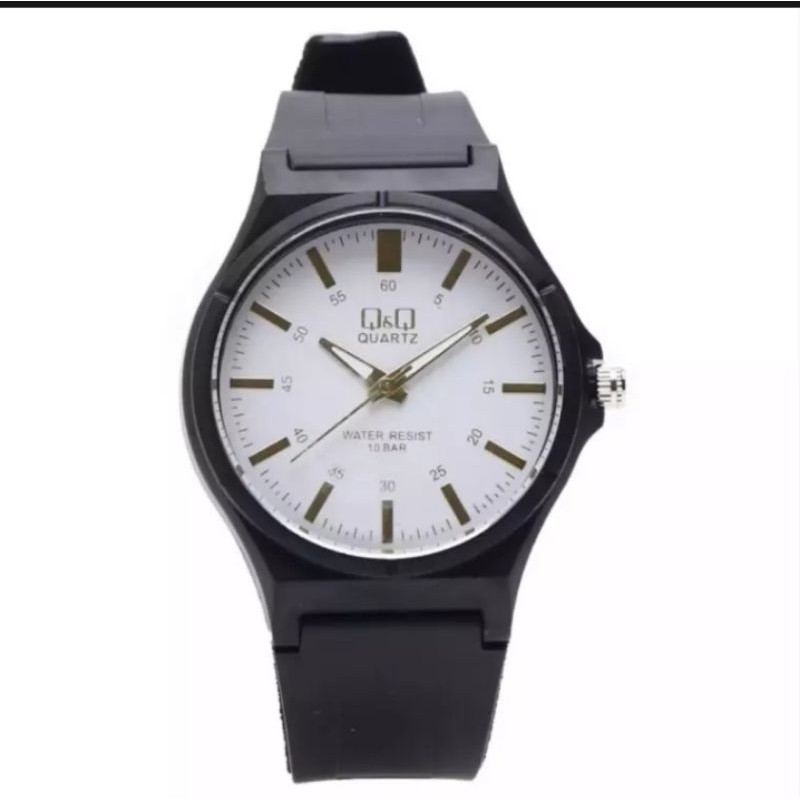 JAM TANGAN WANITA Q&amp;Q BLACK GOLD WATER RESISTANT