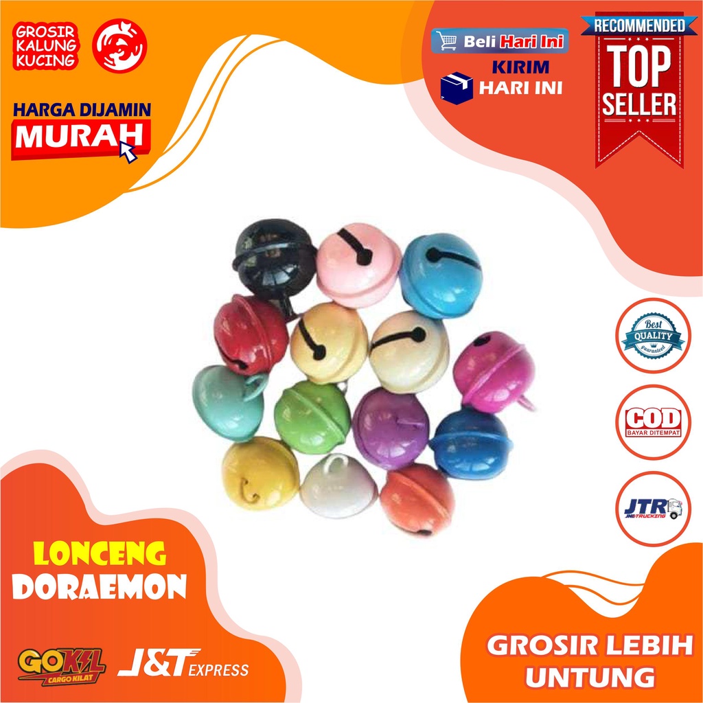 Lonceng Ufo Bulat Aksesoris Liontin Kalung Kucing Hewan Anjing Kelinci Mata Bulat Besar Doraemon - Lonceng Doraemon (Lonceng Kalung Kucing 22MM PREMIUM )