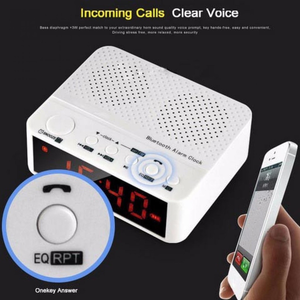 RS - Jam Speaker Bluetooth Weker Beker Digital FM RADIO alarm alaram LED Aesthetik RS-03606