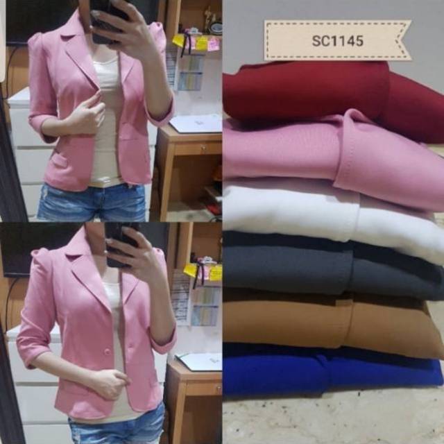 Bow back blazer pita putih hitam 7per8 warna  blazer kerja wanita blazer kantor