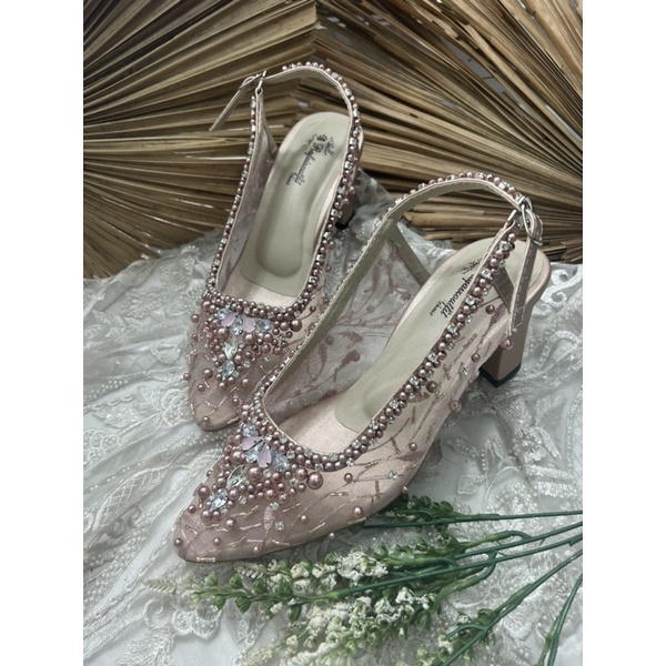 sepatu wanita wedding kiana rosegold 7cm tahu