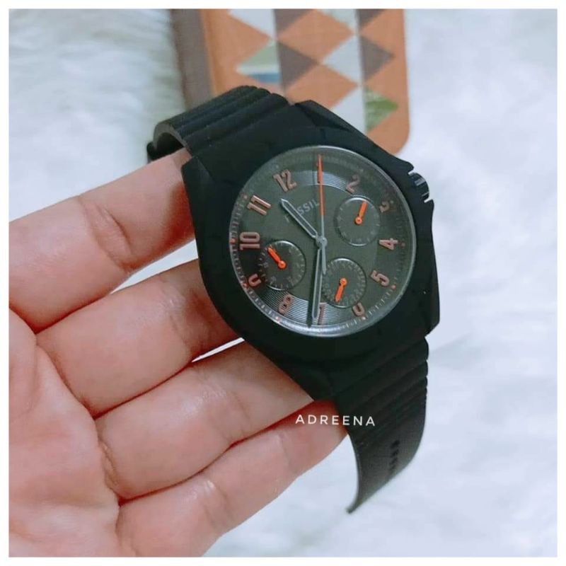 jam tangan pria fossil FS5288 strap rubber / karet black original