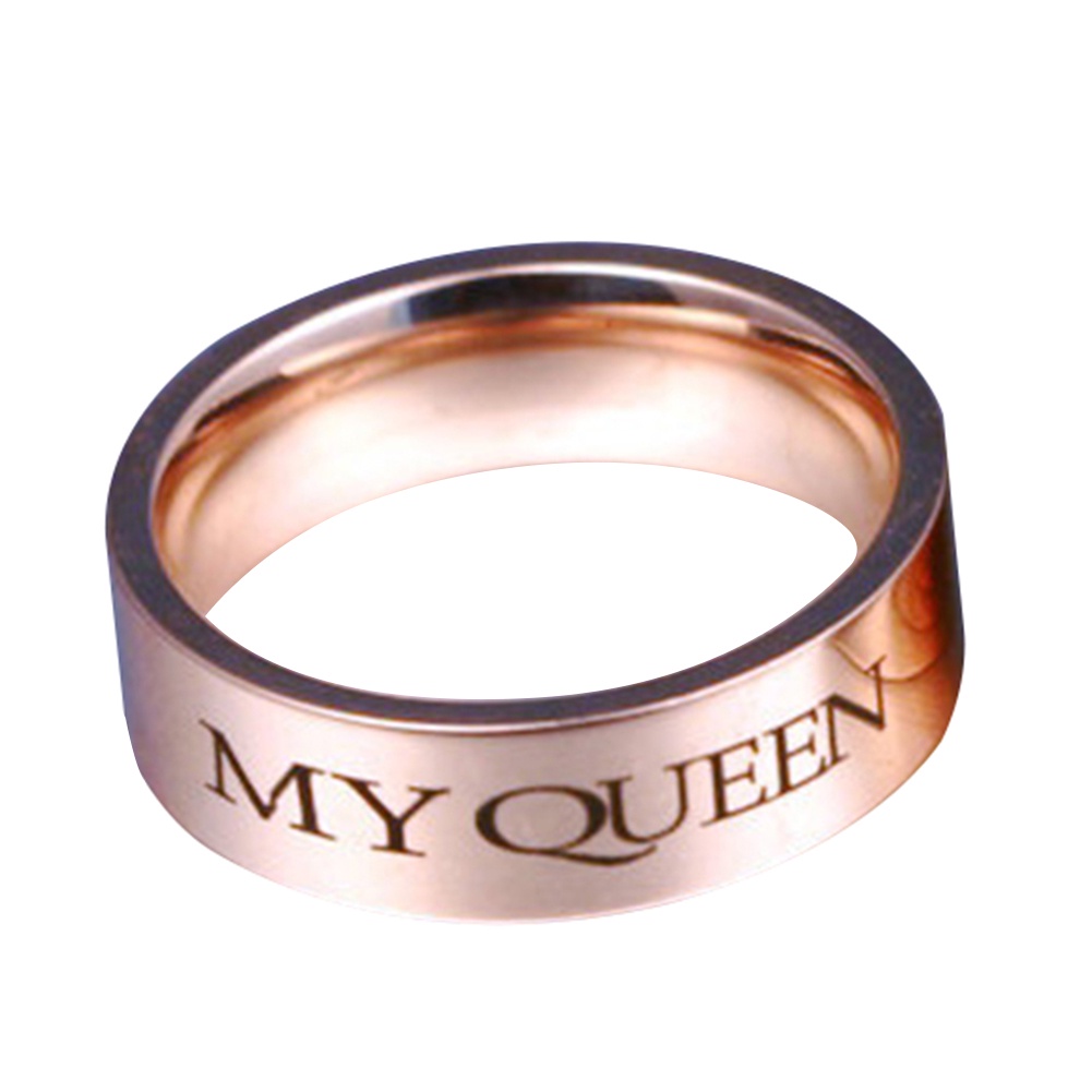 Hu Hu Hu Hu Hu Alat Bantu Pasang Kacamata♡ Cincin Pasangan Desain Tulisan MY KING MY QUEEN Untuk Hadiah Pernikahan