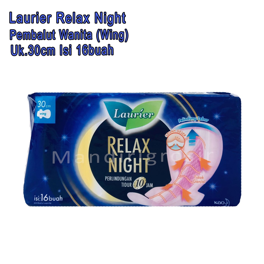 Relax Night *Laurier * Pembalut 30cm * Wing Isi 16
